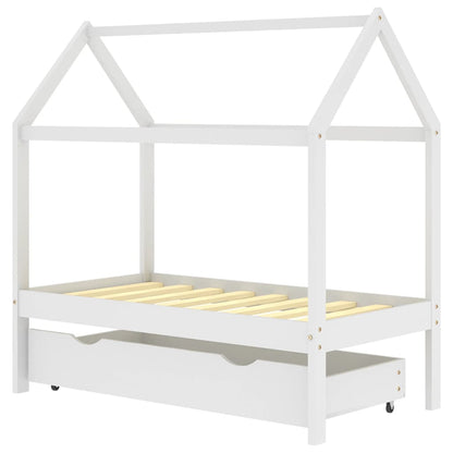 Farmetti per bambini con un cassetto bianco in pino bianco 70x140 cm
