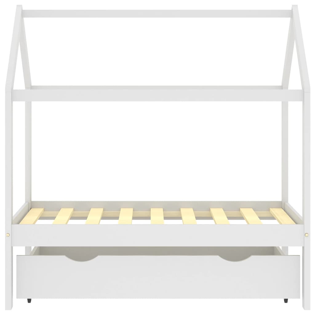 Farmetti per bambini con un cassetto bianco in pino bianco 70x140 cm