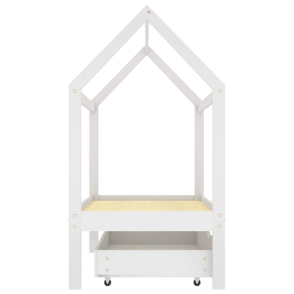 Farmetti per bambini con un cassetto bianco in pino bianco 70x140 cm