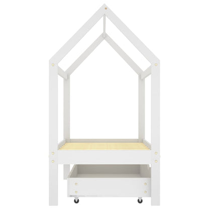 Farmetti per bambini con un cassetto bianco in pino bianco 70x140 cm