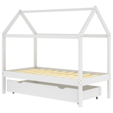 Cadre de lit d'enfant avec un tiroir Blanc Pin massif 80x160 cm