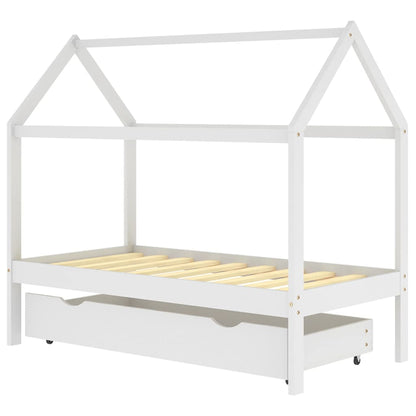 Farmetti per bambini con un cassetto bianco in pino bianco 80x160 cm