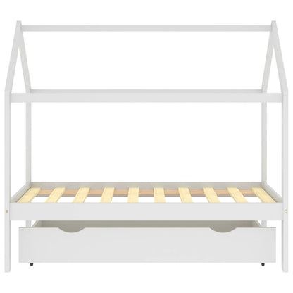 Farmetti per bambini con un cassetto bianco in pino bianco 80x160 cm