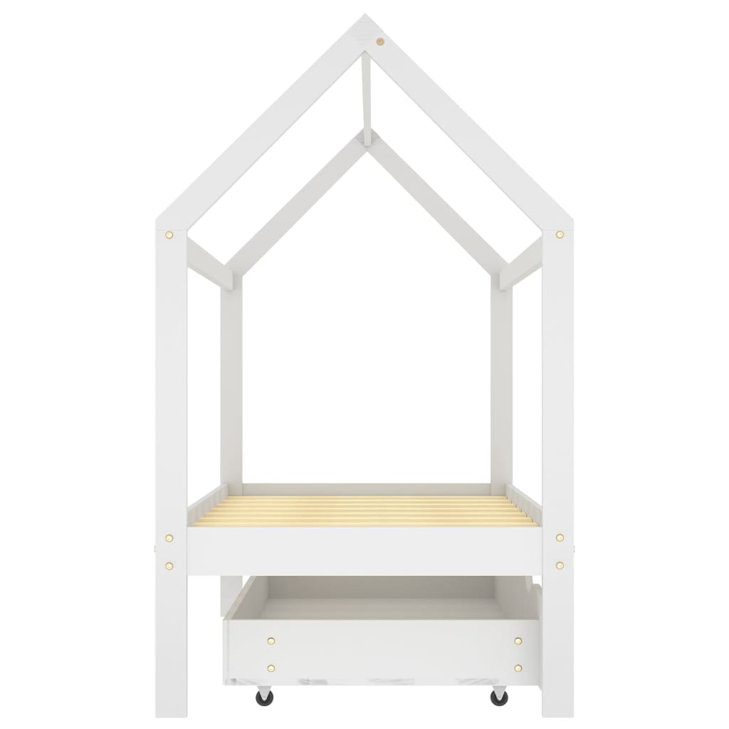 Farmetti per bambini con un cassetto bianco in pino bianco 80x160 cm