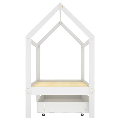 Farmetti per bambini con un cassetto bianco in pino bianco 80x160 cm