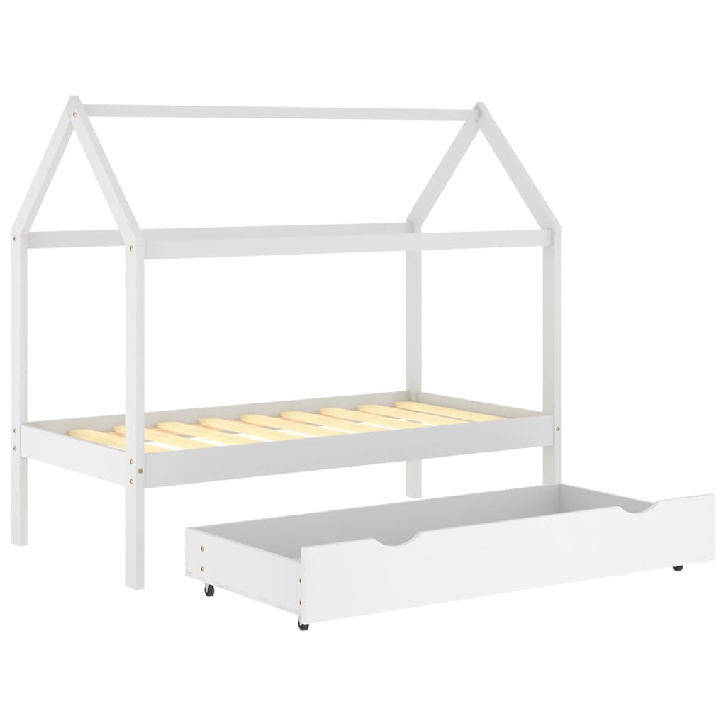 Farmetti per bambini con un cassetto bianco in pino bianco 80x160 cm