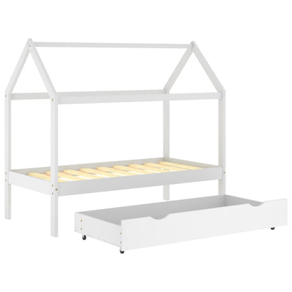 Farmetti per bambini con un cassetto bianco in pino bianco 80x160 cm