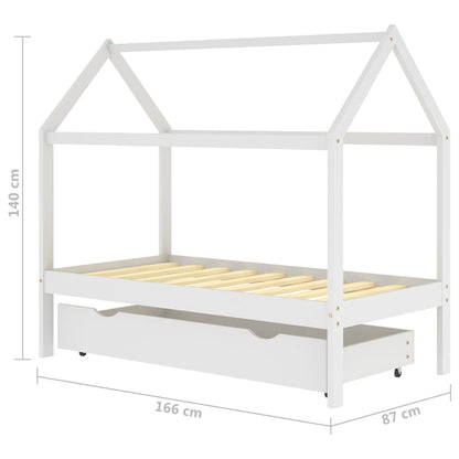 Farmetti per bambini con un cassetto bianco in pino bianco 80x160 cm