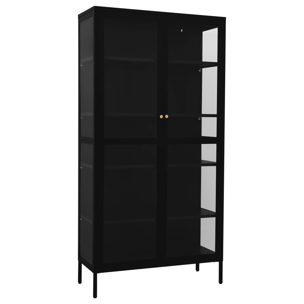 Steel black exposure display and tempered glass