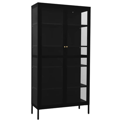 Steel black exposure display and tempered glass