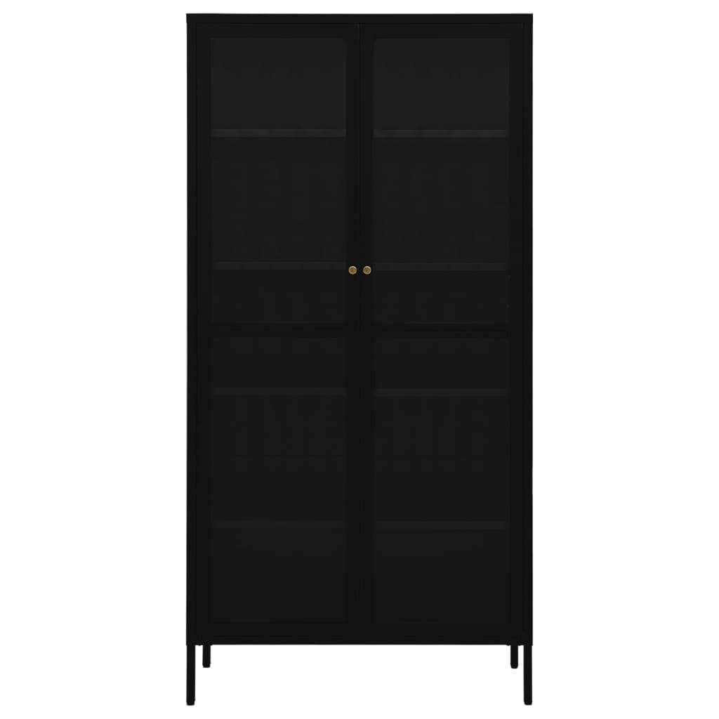Steel black exposure display and tempered glass