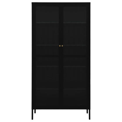 Steel black exposure display and tempered glass