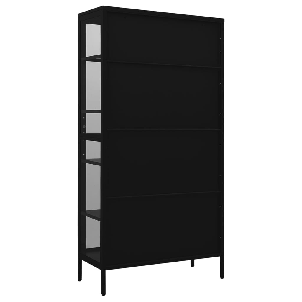 Steel black exposure display and tempered glass