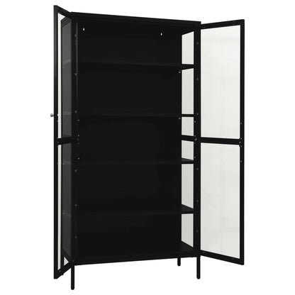 Steel black exposure display and tempered glass