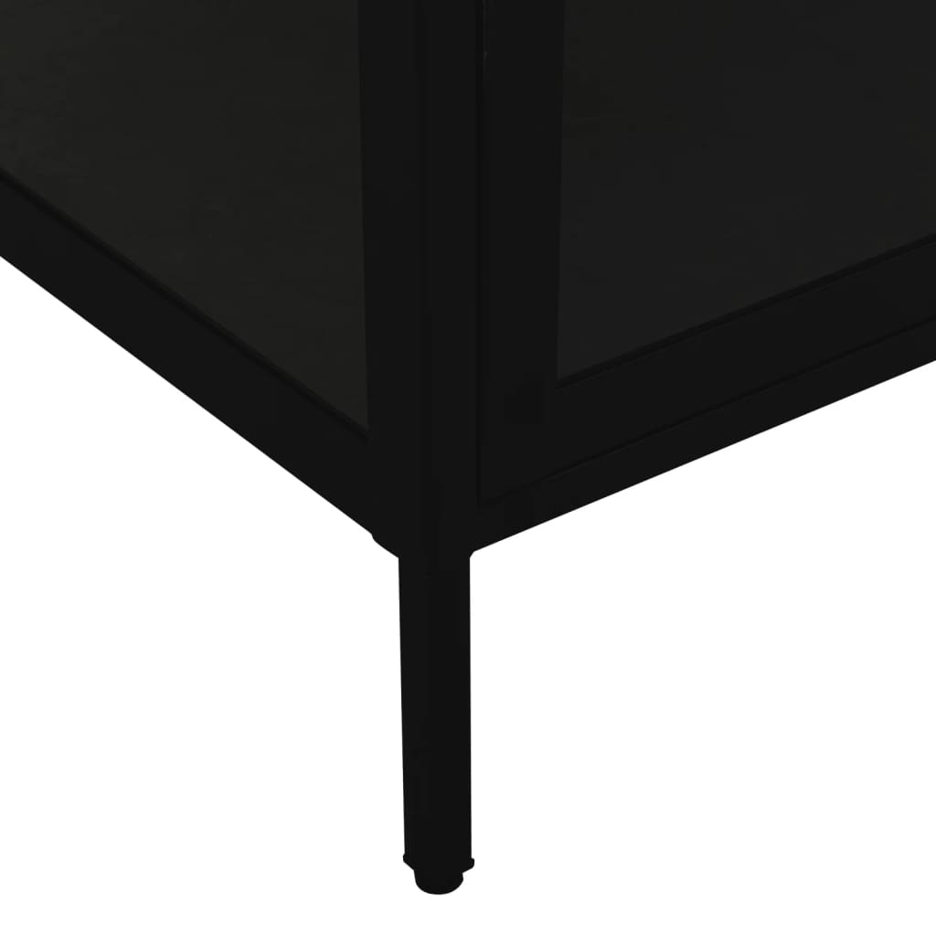 Steel black exposure display and tempered glass