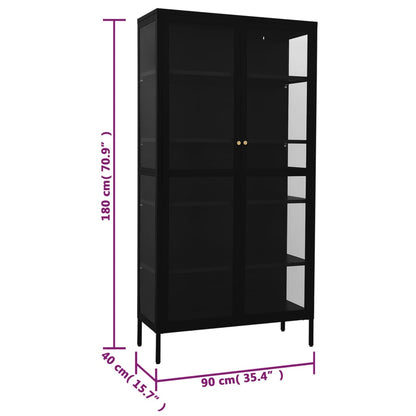 Steel black exposure display and tempered glass