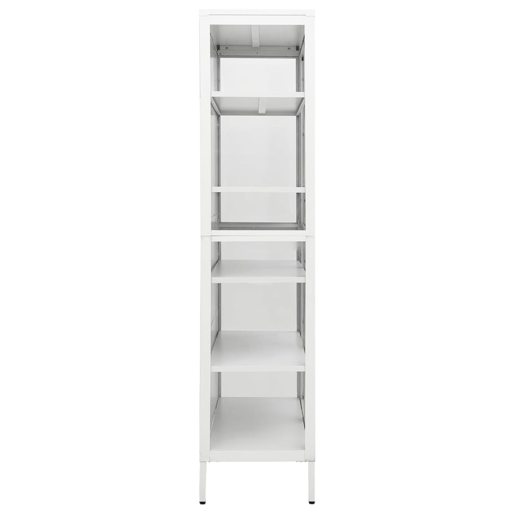 White steel and tempered glass showcase