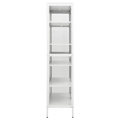 White steel and tempered glass showcase