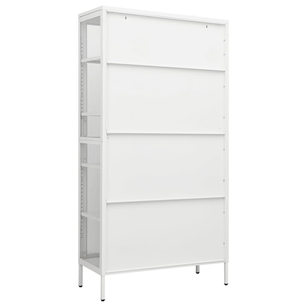 White steel and tempered glass showcase