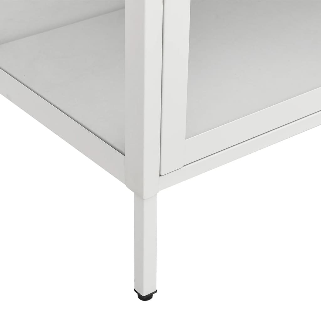 White steel and tempered glass showcase