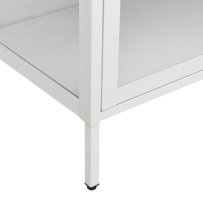 White steel and tempered glass showcase