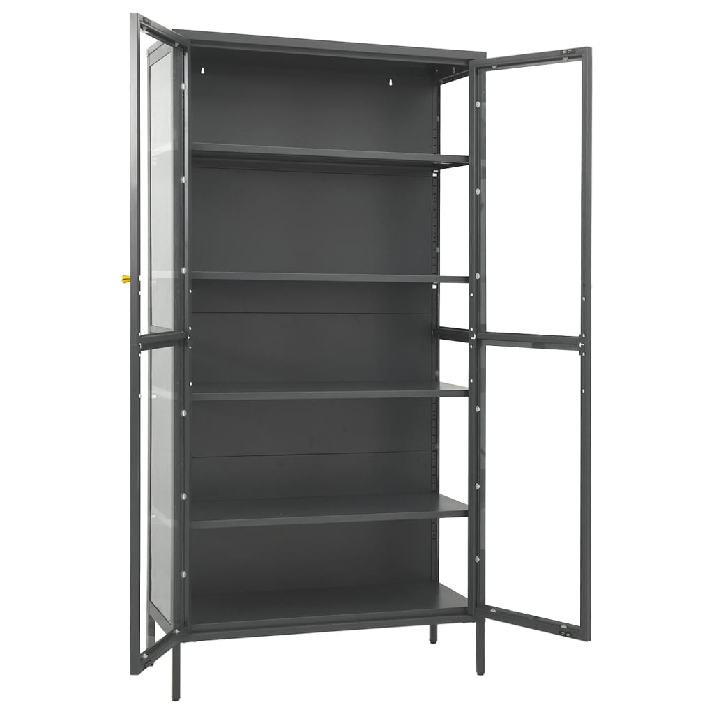 Anthracite steel and tempered glass anthracite showcase