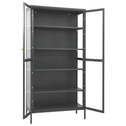 Anthracite steel and tempered glass anthracite showcase