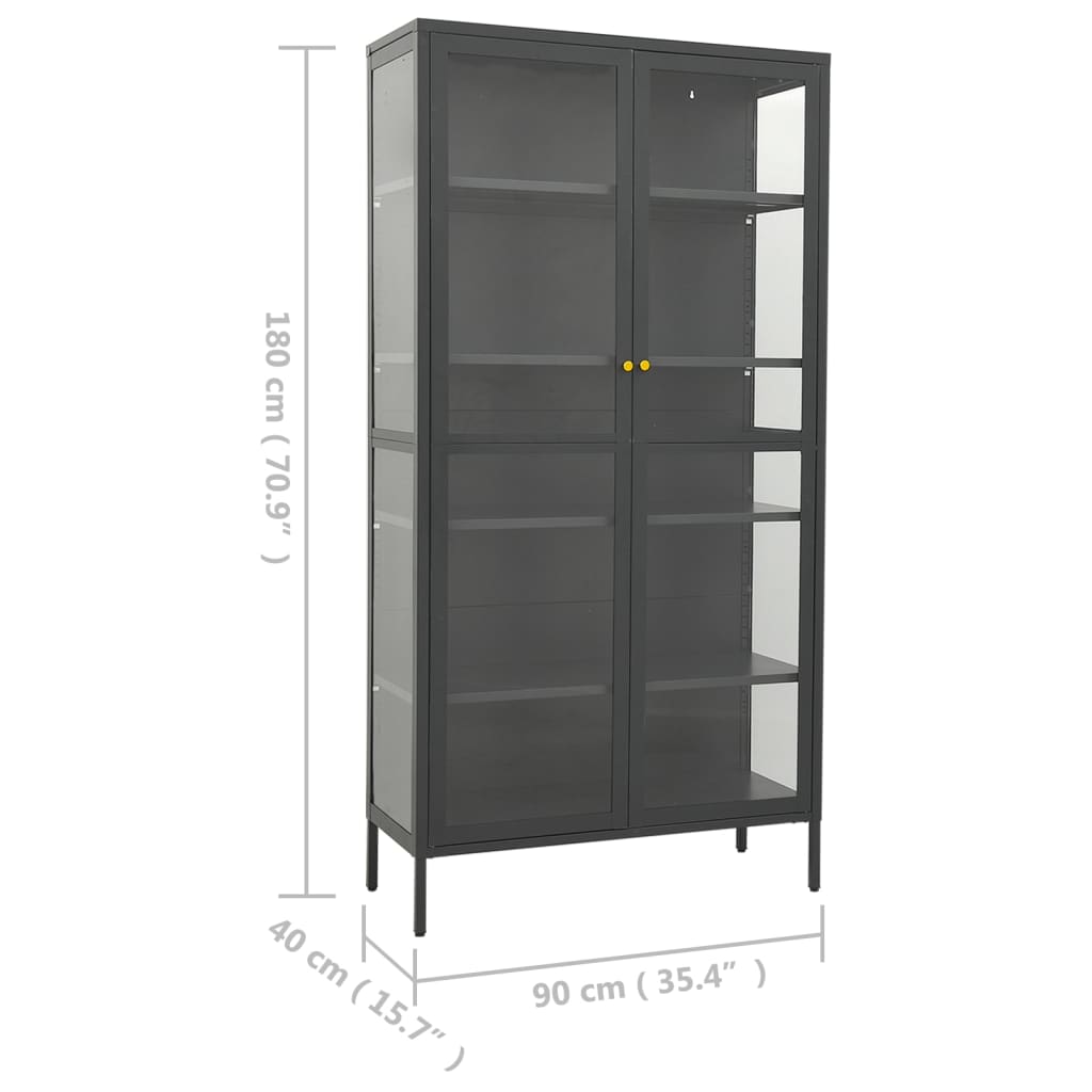 Anthracite steel and tempered glass anthracite showcase