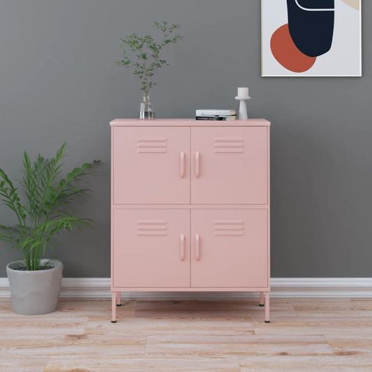 80x35x101.5 cm Armadio di stoccaggio rosa in acciaio