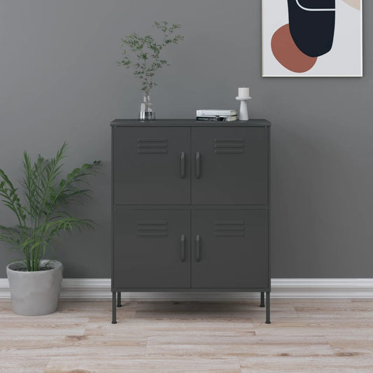 80x35x101.5 cm Armadio di stoccaggio di antracite in acciaio