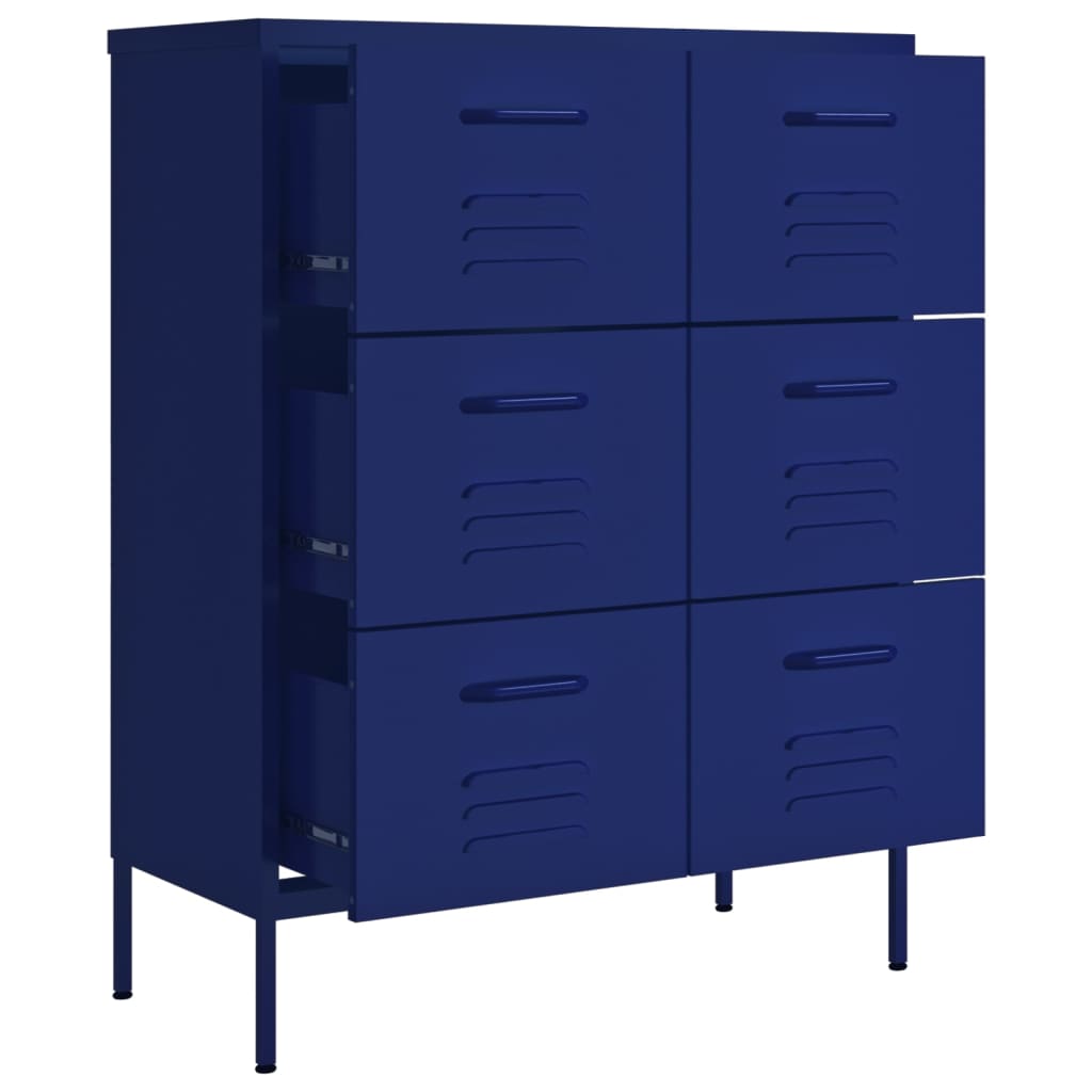 Steel navy blue drawer dresser
