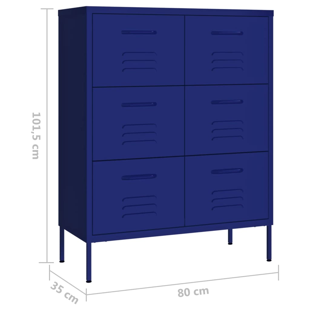 Steel navy blue drawer dresser