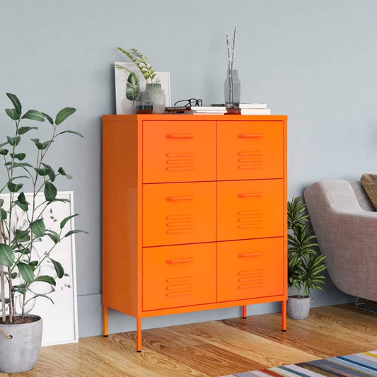 Commode à tiroirs Orange Acier Retro