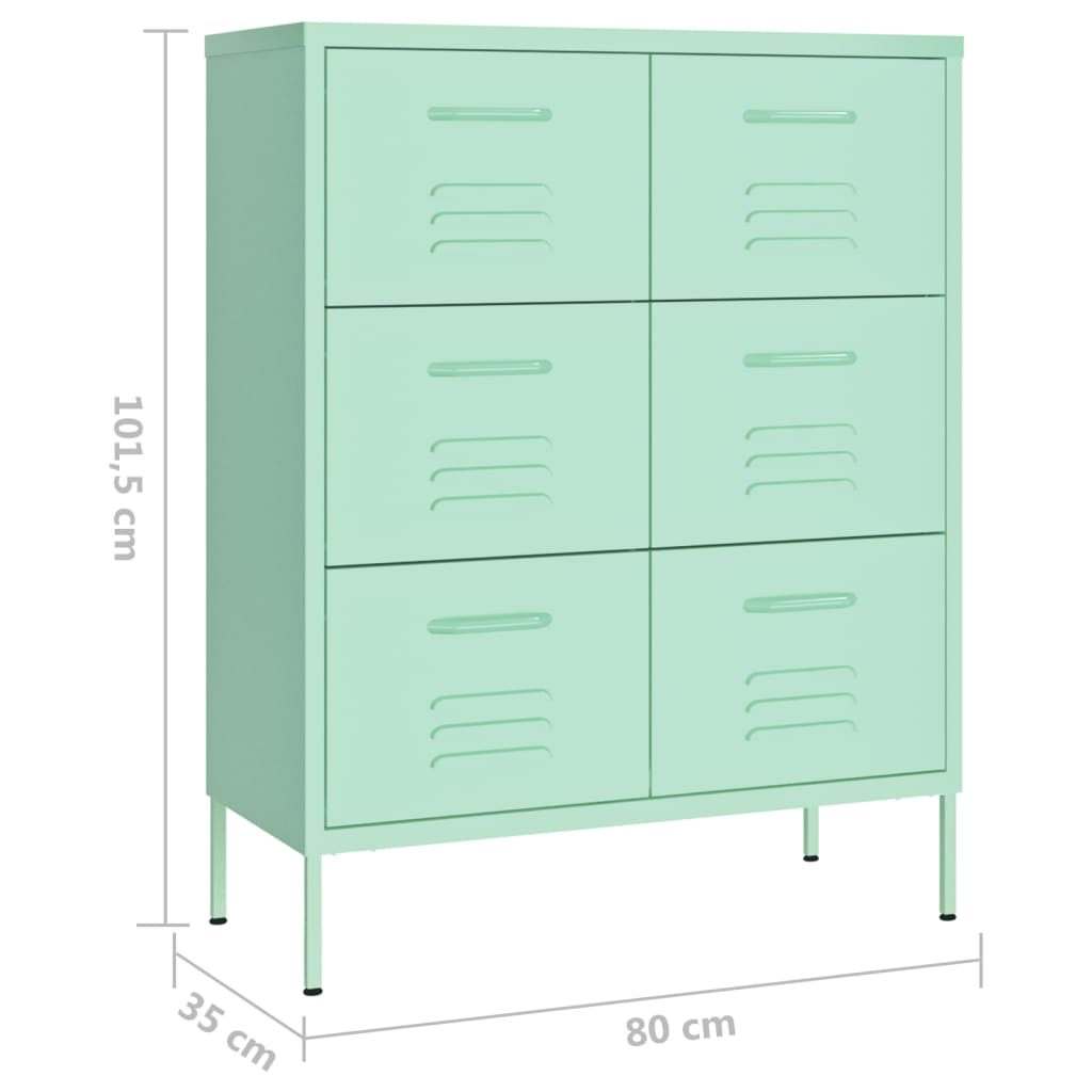 Gasta de gaveta verde de menta de aço