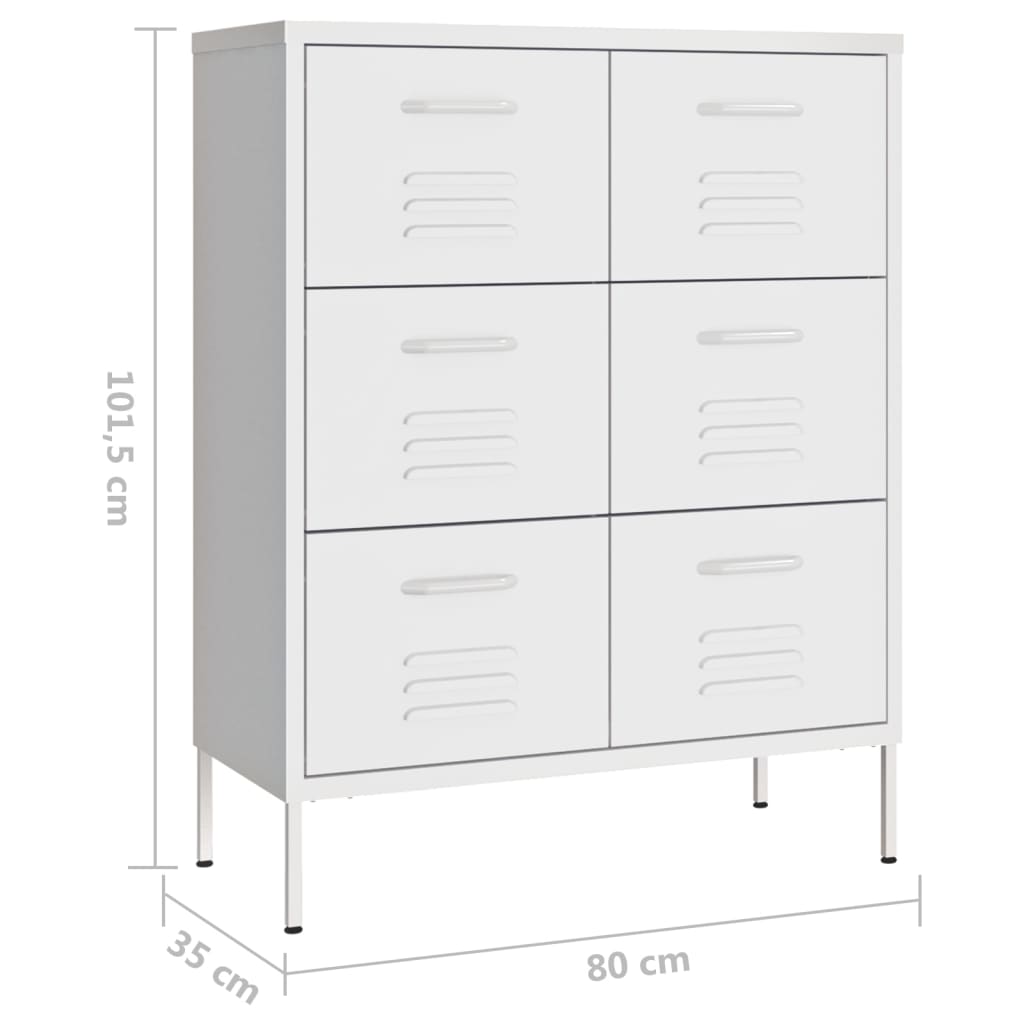 Steel white drawer dresser