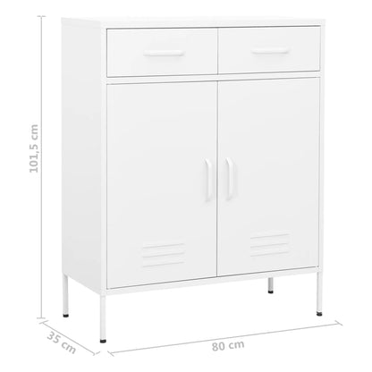 80x35x101.5 cm Armadio di stoccaggio bianco in acciaio