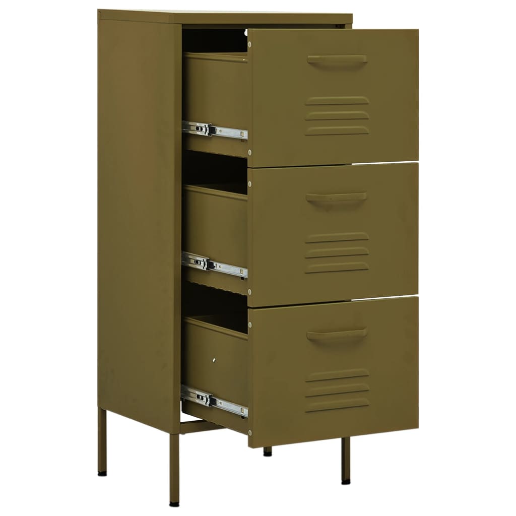 Steel olive green storage dresser