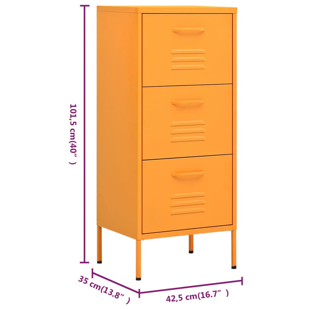 Commode de rangement Jaune moutarde en Acier