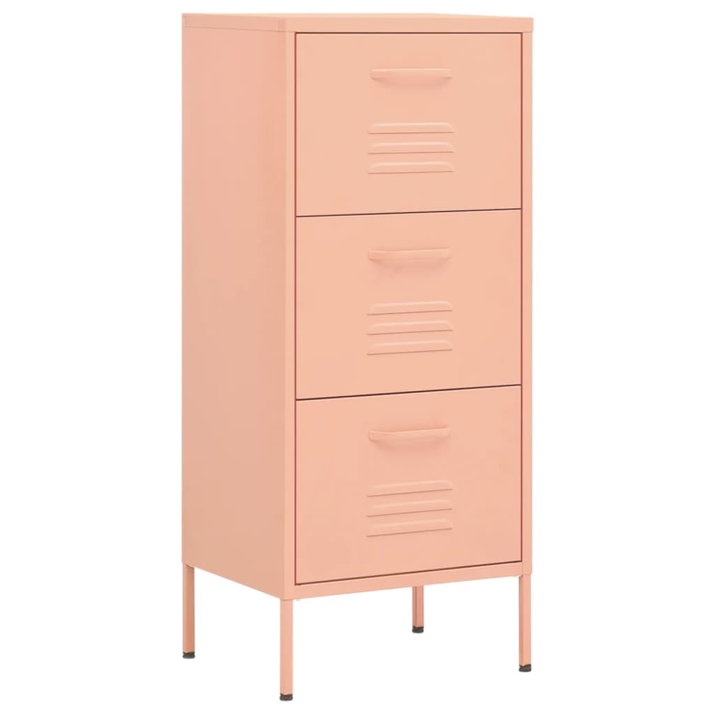 Cômoda de armazenamento rosa de aço