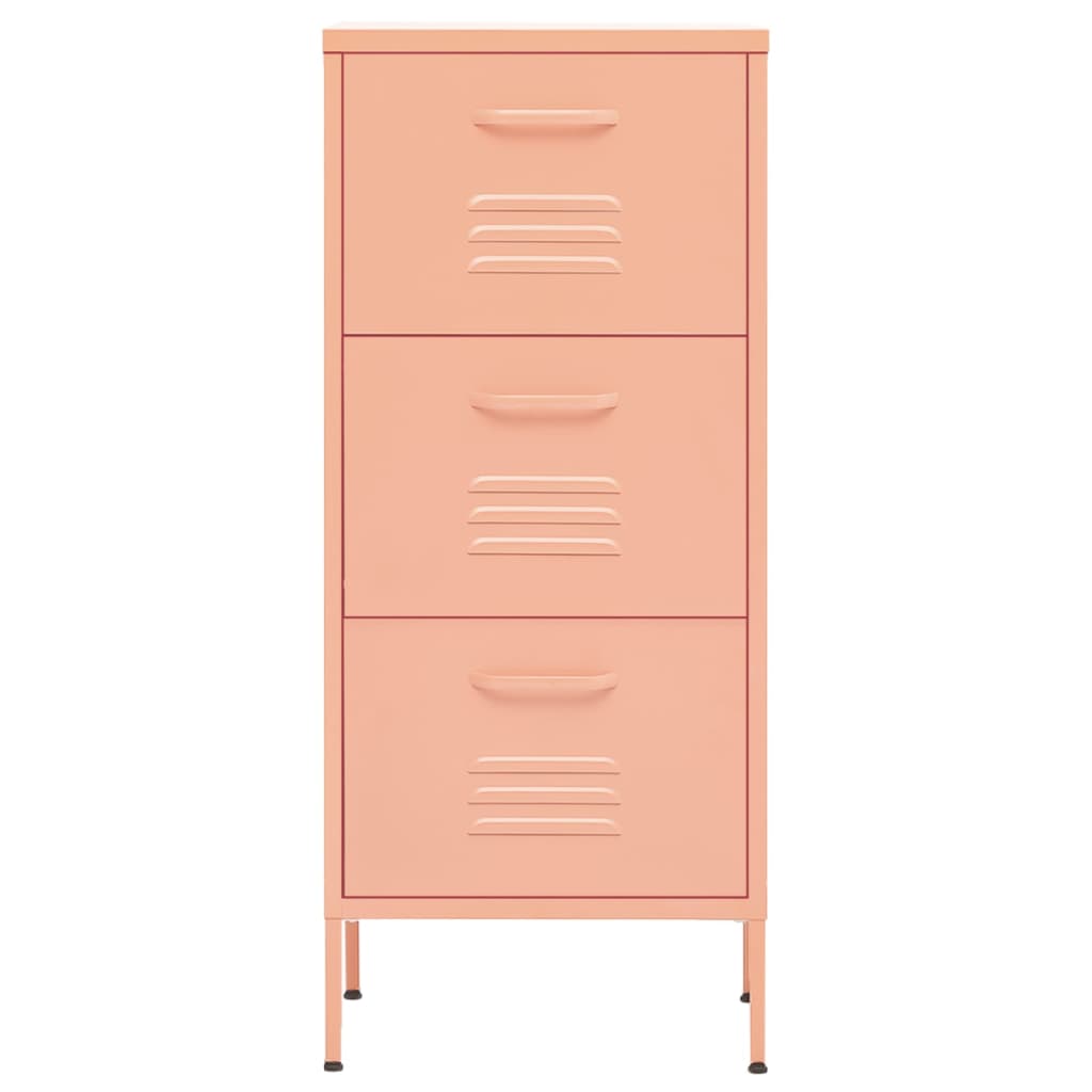 Cômoda de armazenamento rosa de aço