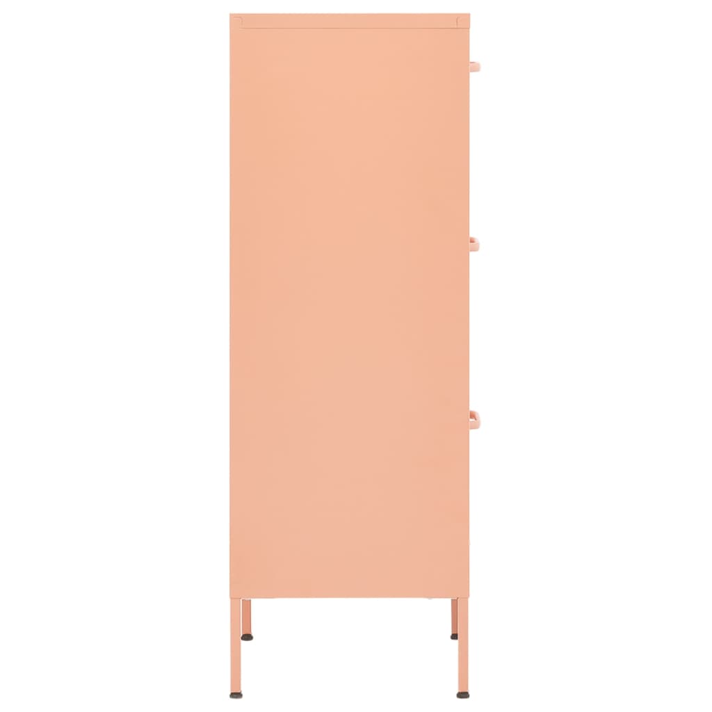 Cômoda de armazenamento rosa de aço