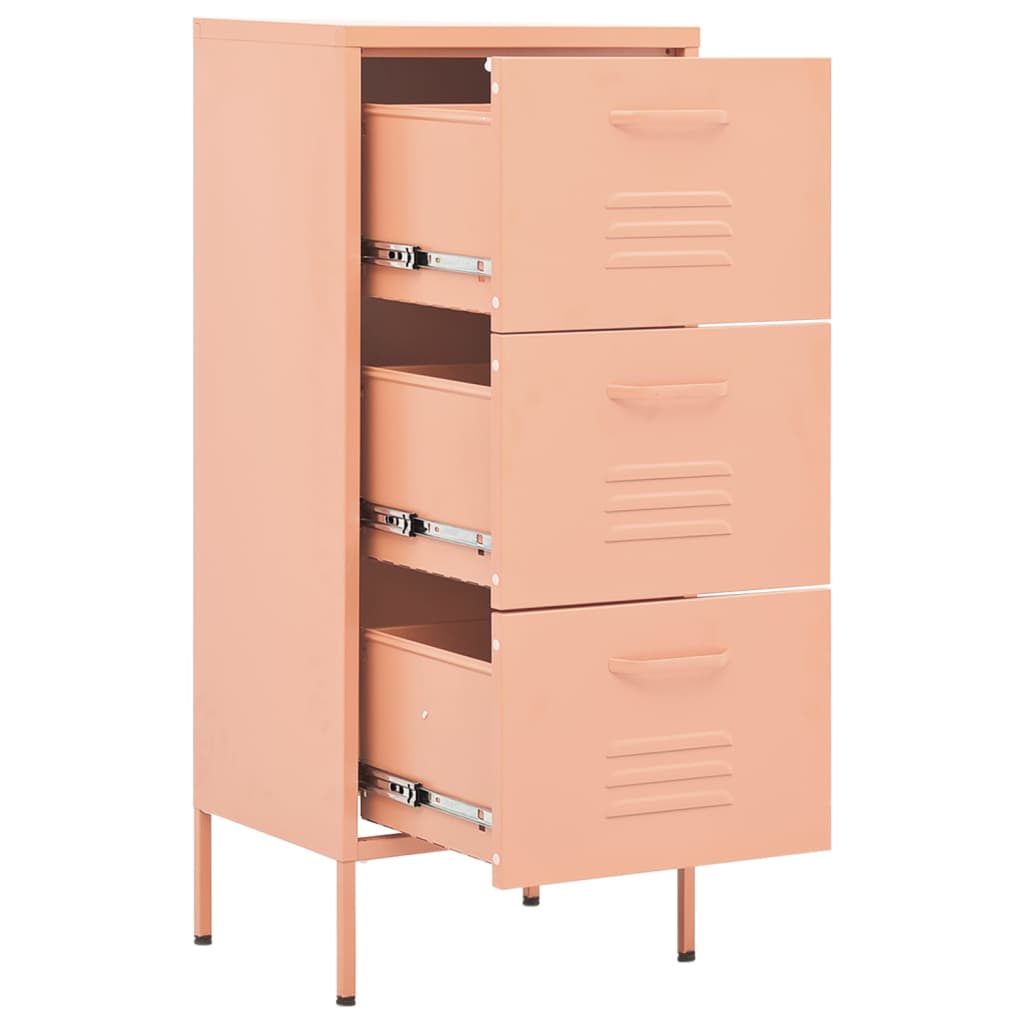 Cômoda de armazenamento rosa de aço