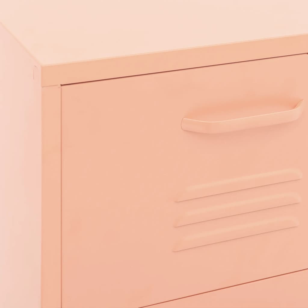 Cômoda de armazenamento rosa de aço