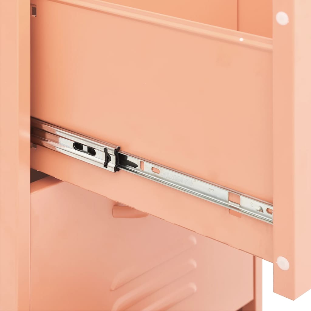 Cômoda de armazenamento rosa de aço