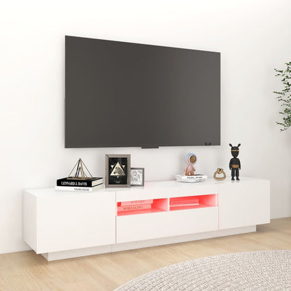Meuble TV avec lumières LED Blanc 180cm