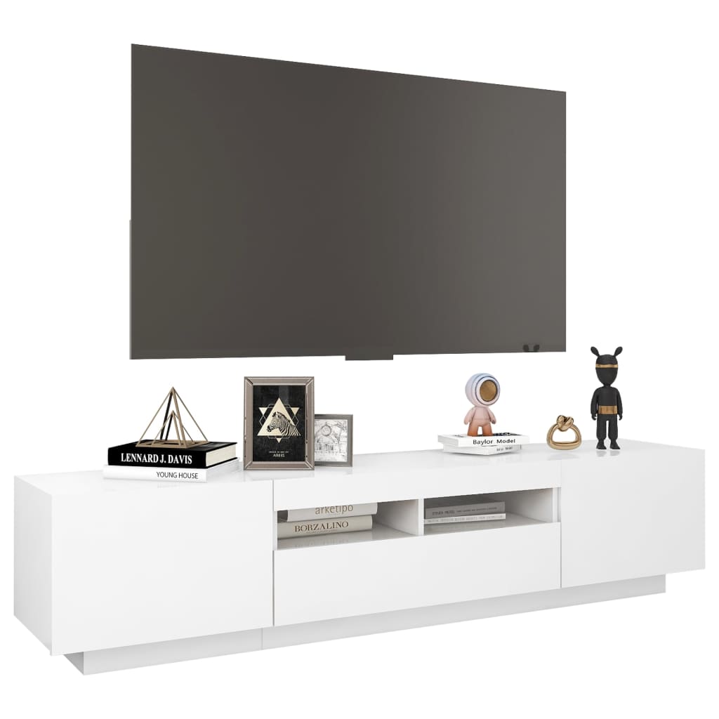 Meuble TV avec lumières LED Blanc 180cm