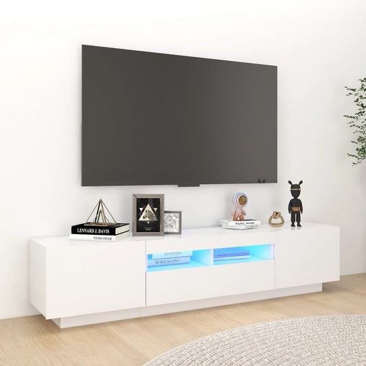 Meuble TV avec lumières LED Blanc 180cm