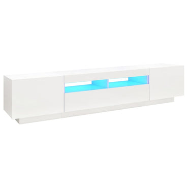 Meuble TV avec lumières LED Blanc 200cm