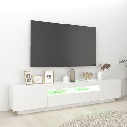 Meuble TV avec lumières LED Blanc 200cm
