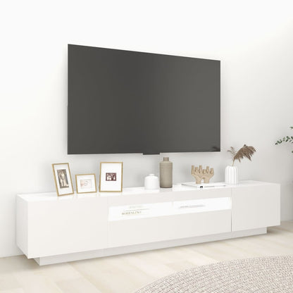 Meuble TV avec lumières LED Blanc 200cm